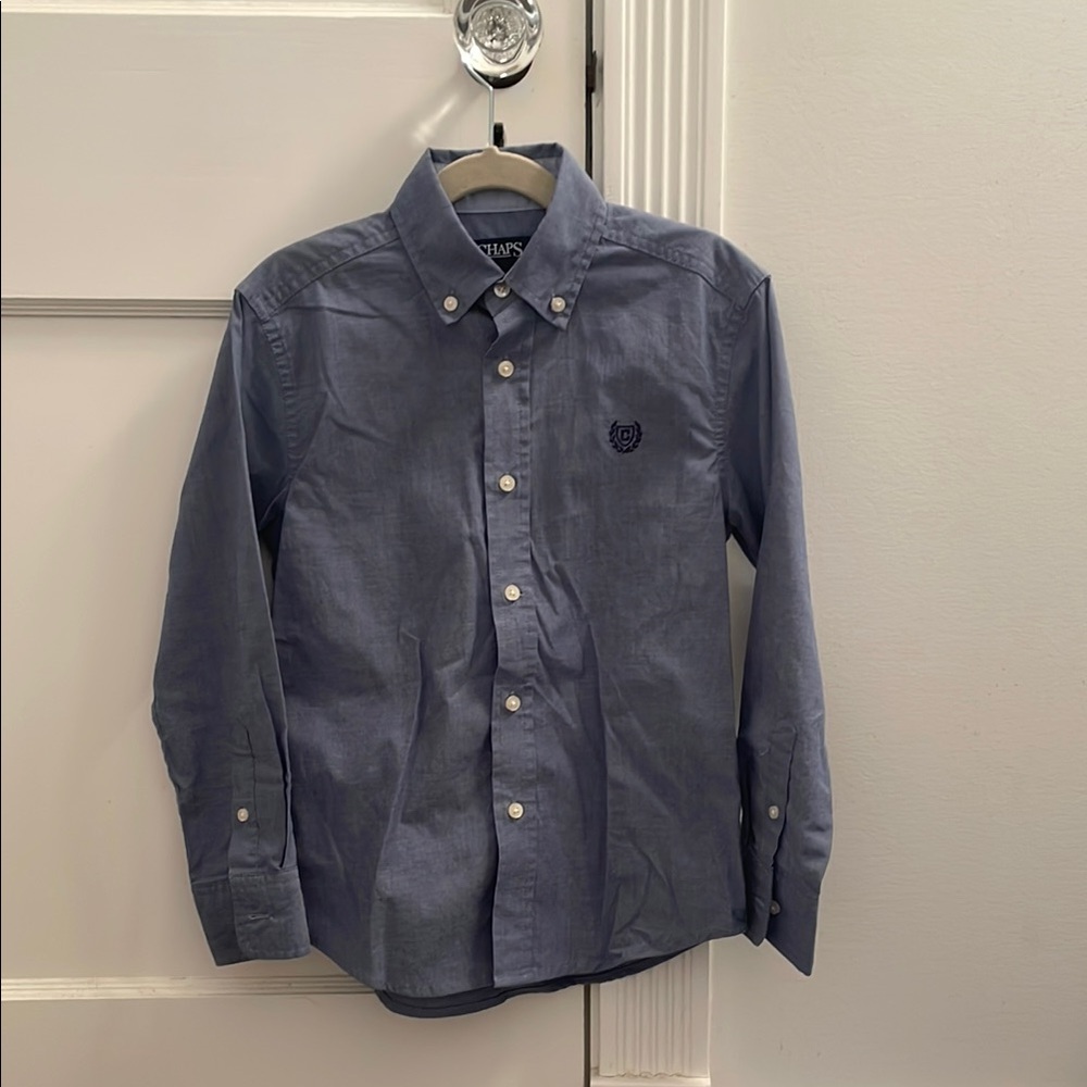 Chaps Long Sleeve Blue Button-Down Shirt Boys size 8